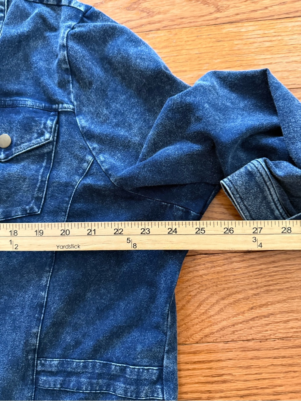 Soft Surroundings Acid Wash Denim Size 2x Blue Tunic Top Button Front 3/4 Sleeve - Picture 5 of 6